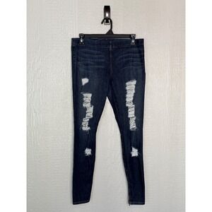 Joes Jeans Womens Distressed Pull On Denim Leggings Dark Wash Ankle Zip Size M